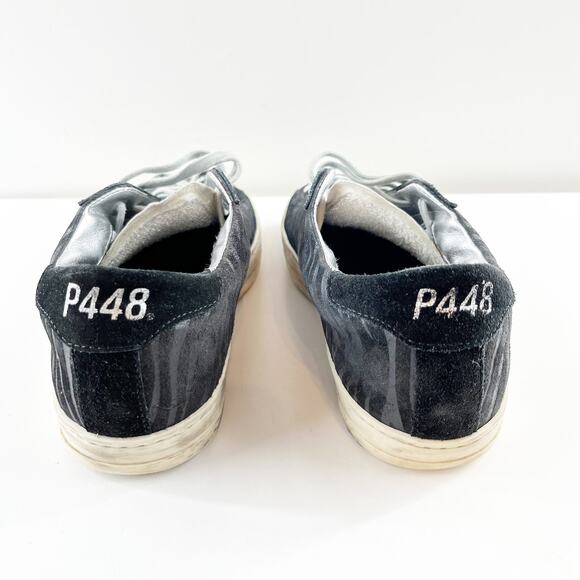 P448 John Low Top Lace Up Zebra Print Shoes Sneakers Black 7 - Picture 6 of 8